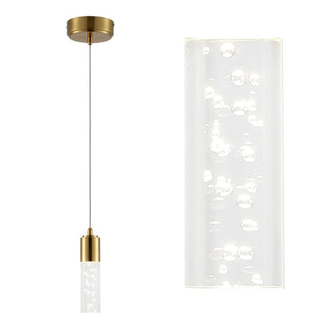 Bolha 4.75" Bubble Acrylic/Iron Modern Minimalist Integrated LED Pendant - JONATHAN Y